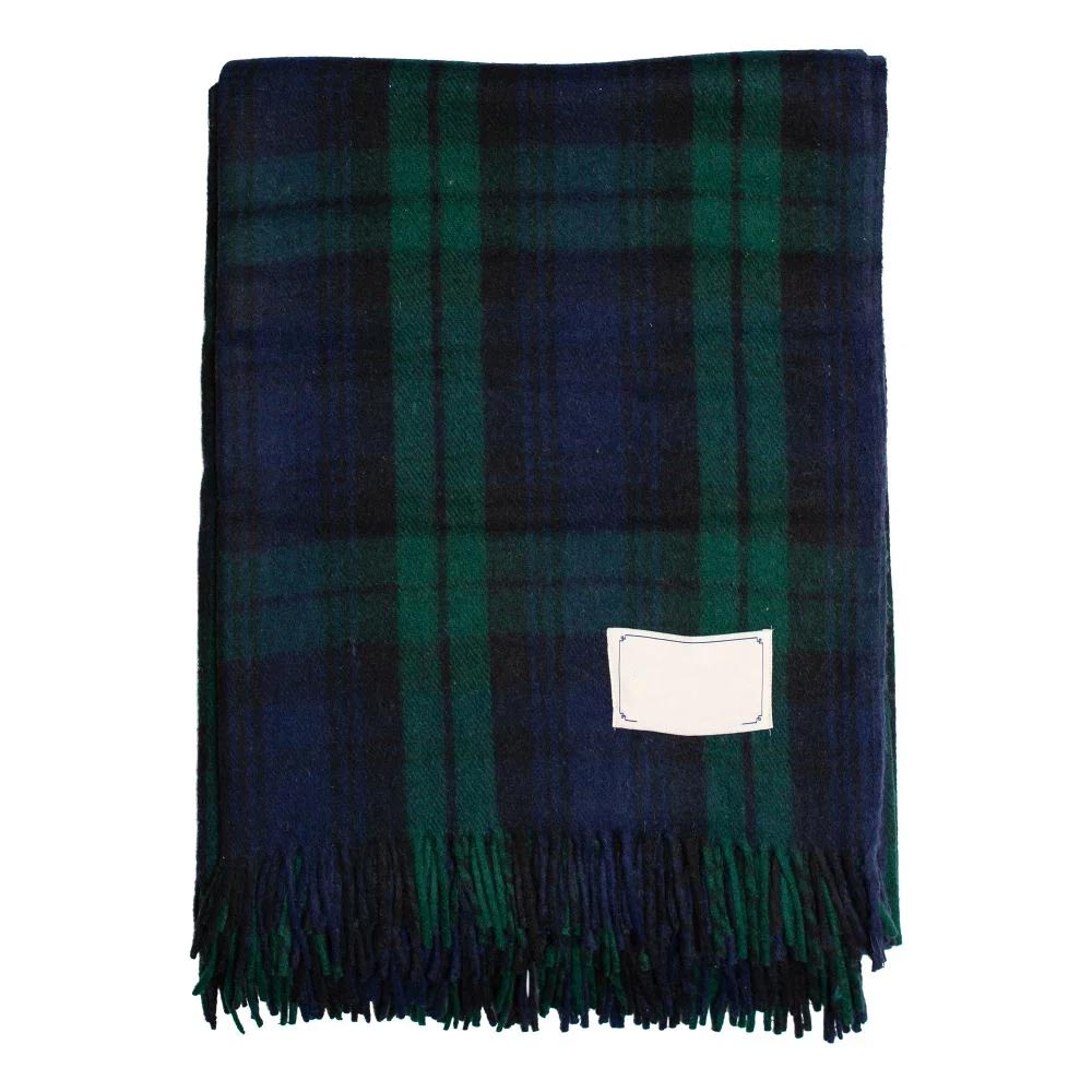 Wool Tartan King Size Blanket 69'' x 98'' - Black Watch