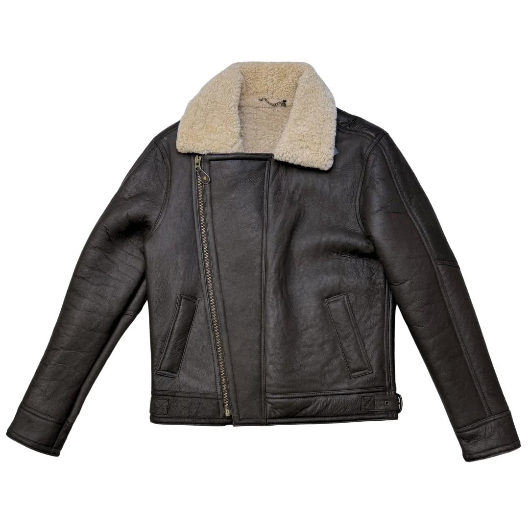Men's Aviator Leather Coat - Blenheim - Distressed Dark Brown - CLEARANCE