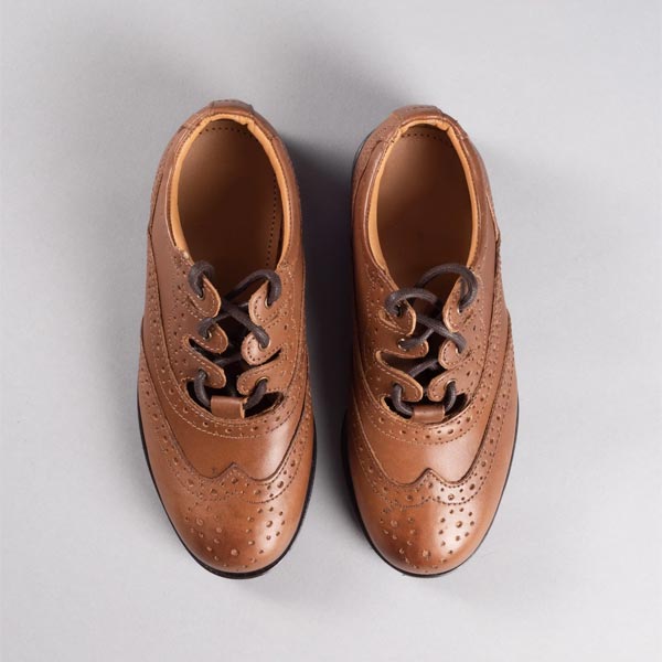 Kids Tan Leather Ghillie Brogues - CLEARANCE