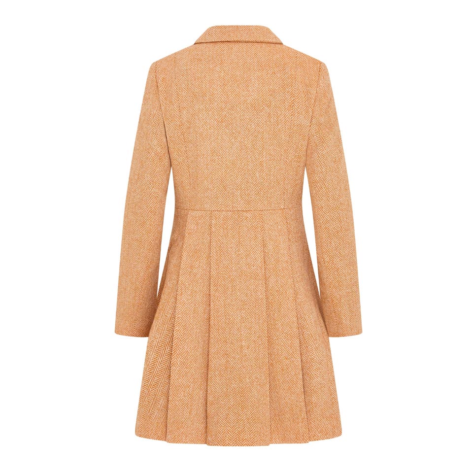 Women's Harris Tweed Coat - Zoe - Orange Herringbone - Image 2