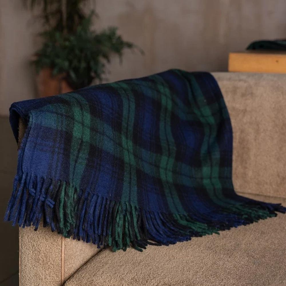 Wool Tartan Blanket - 60'' x 70'' - Black Watch - Image 2