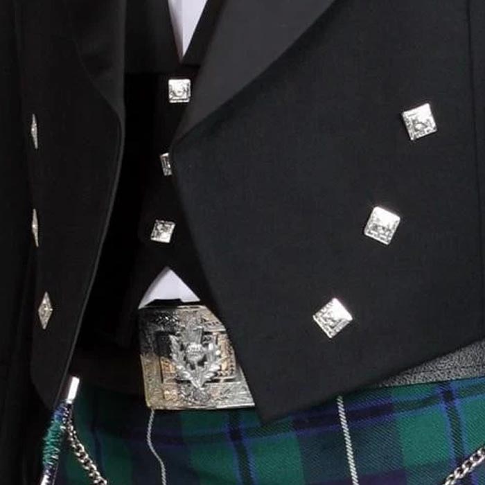 Prince Charlie Jacket and Waistcoat, 100% Black Barathea Wool - Imported - Image 3