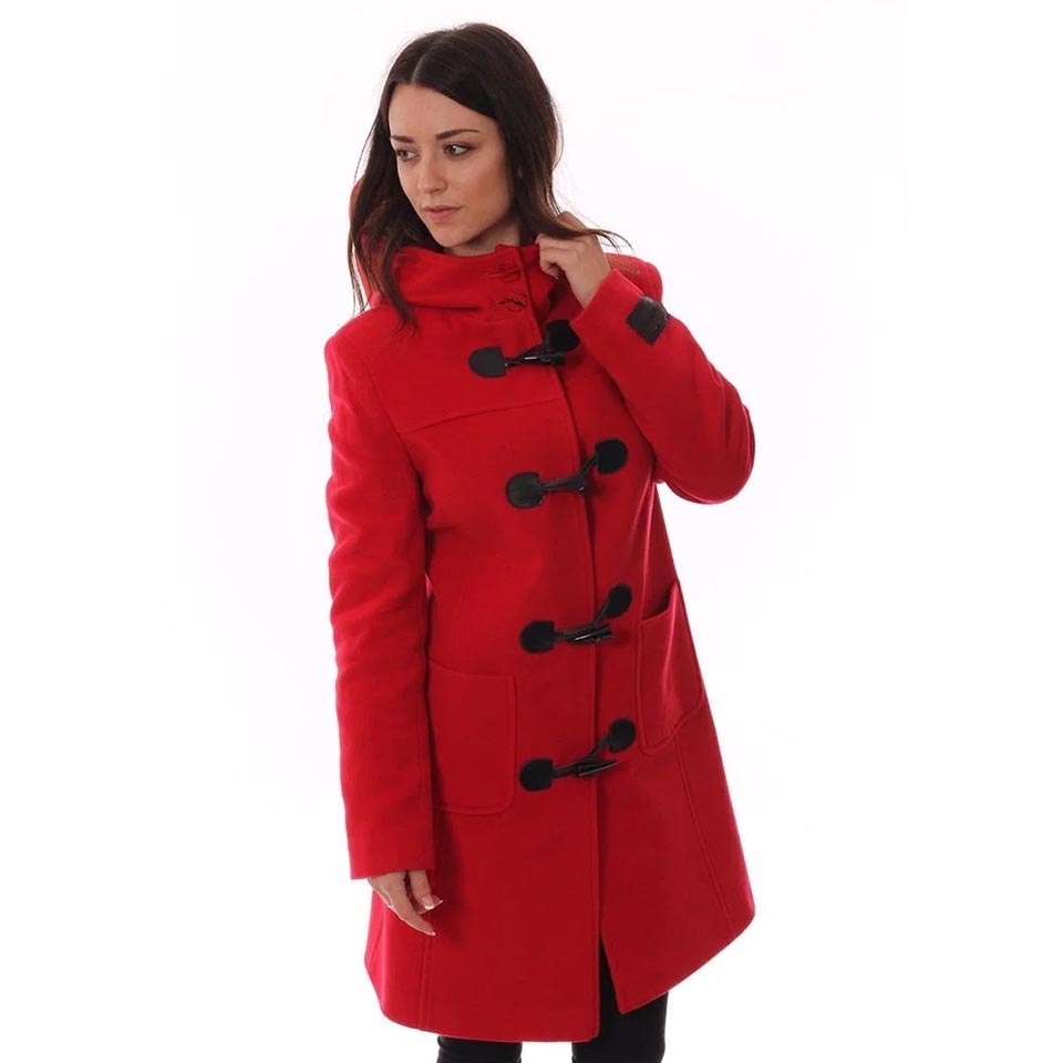Women's Cashmere Duffle Coat in Red - Image 3