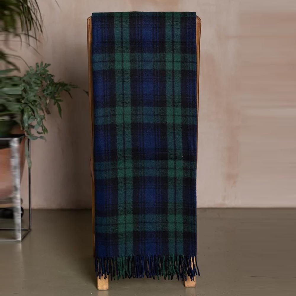 Wool Tartan Blanket - 60'' x 70'' - Black Watch - Image 3