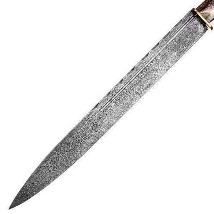 Damascus Steel Dirk with Horn Handle - Image 6