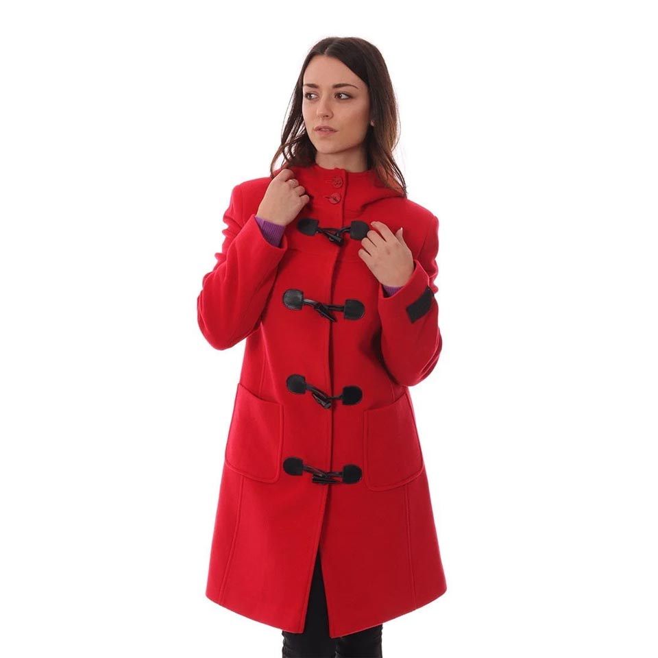 Women's Cashmere Duffle Coat in Red - Image 6