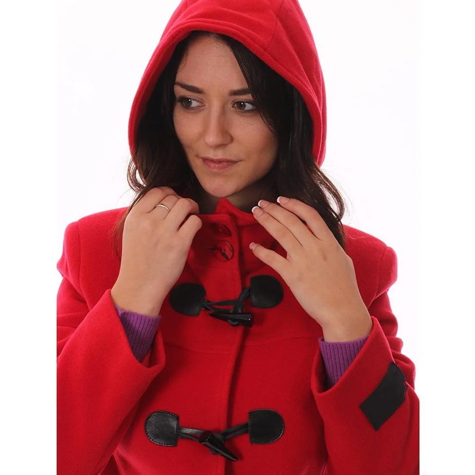 Women's Cashmere Duffle Coat in Red - Image 8