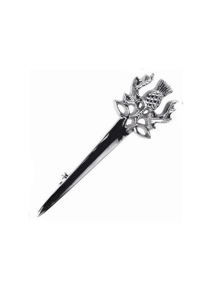 Thistle Top Kilt Pin - Chrome Finish