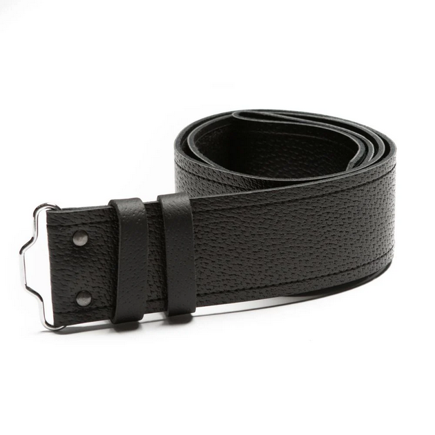 Pig Grained Black Leather Belt- Made in UK
