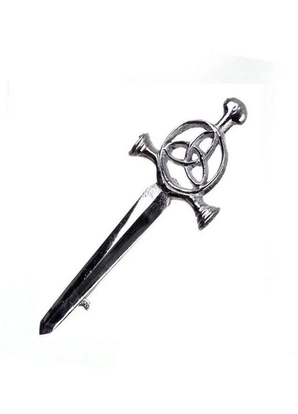 Celtic Loop and Knot Kilt Pin - Chrome Finish