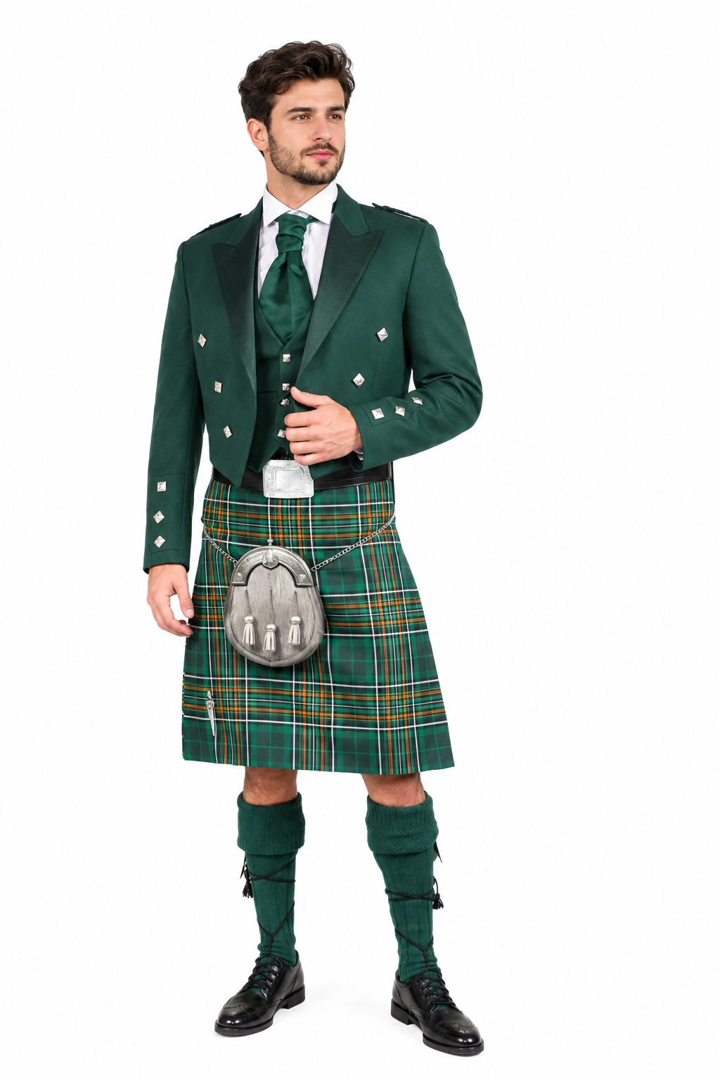 Irish County Prince Charlie Kilt Outfit – Made to Order front view