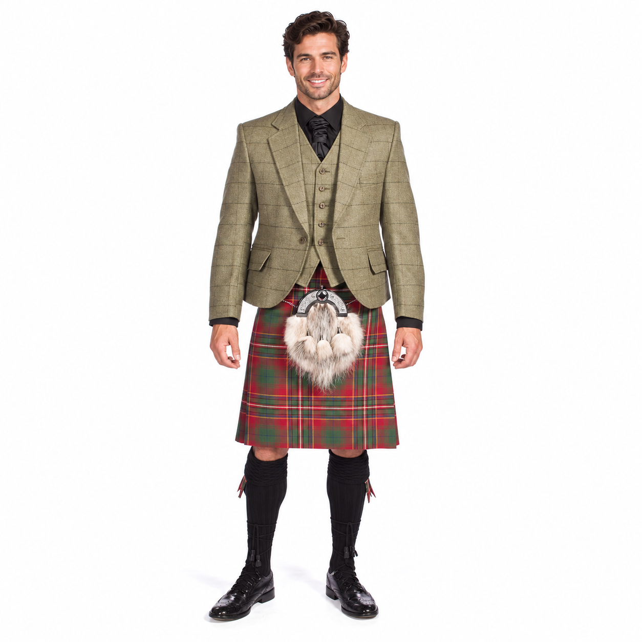 Luxury Tweed Estate Jacket Outfit with 8 yd Heavyweight Kilt - Made to Order - Image 7