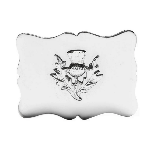 ) Thistle Scalloped Belt Buckle - Chrome Finish
