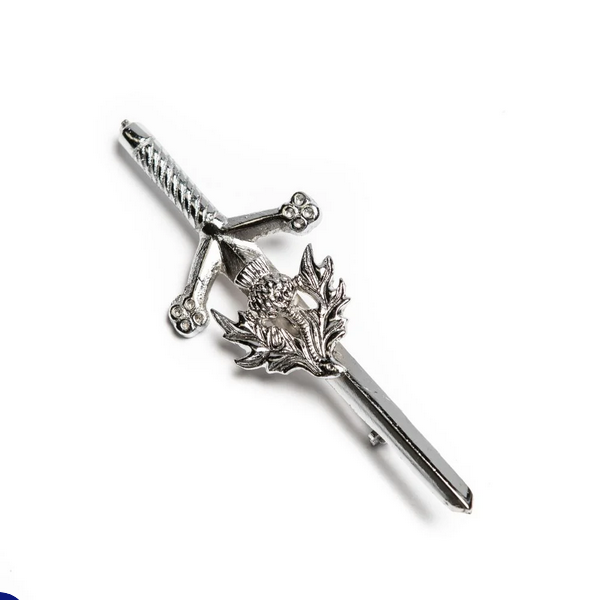Claymore Thistle Kilt Pin- Chrome Finish