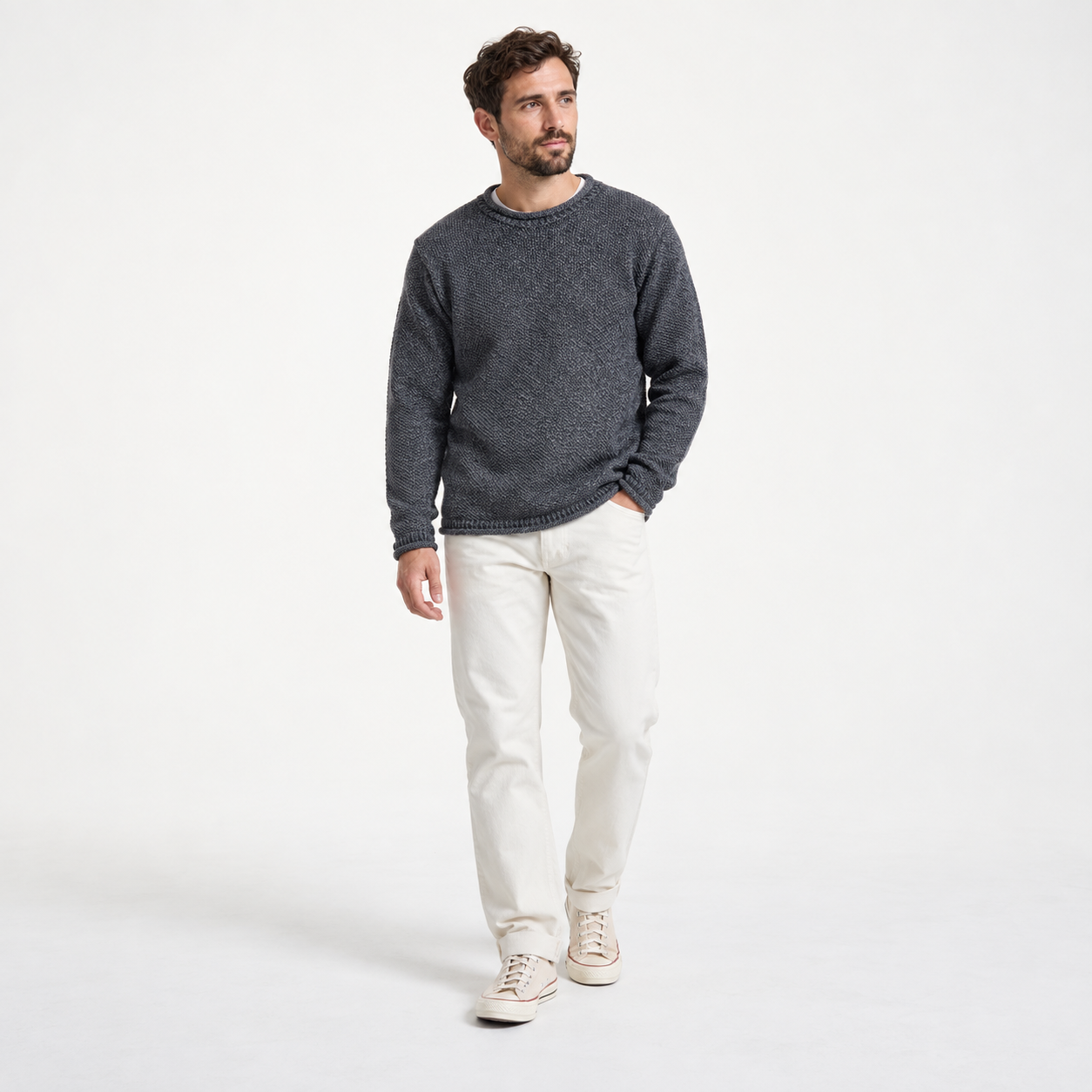 Men's Merino Wool Roll Neck Jumper