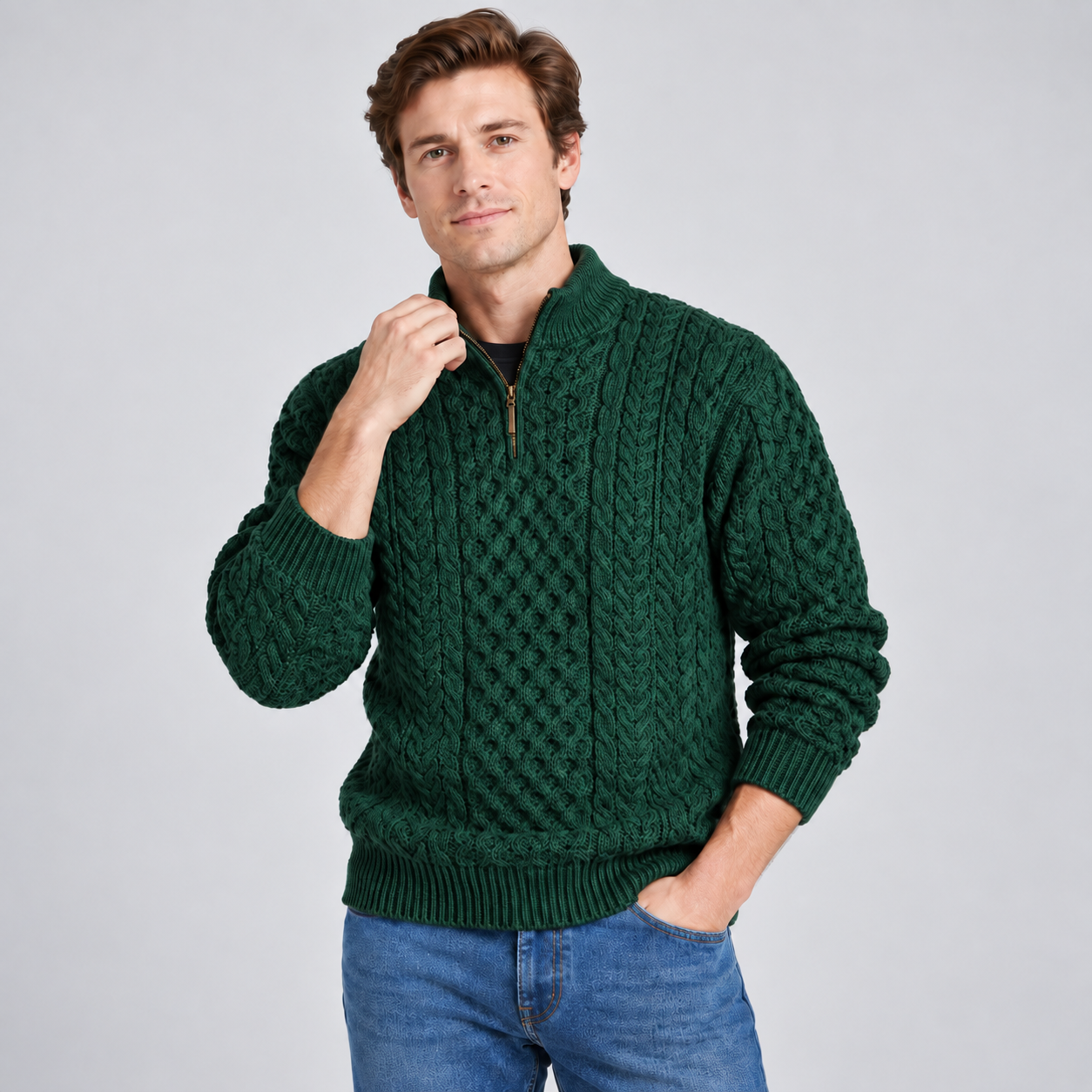 Men's Merino Wool Zip Neck Jumper - 2 Colours