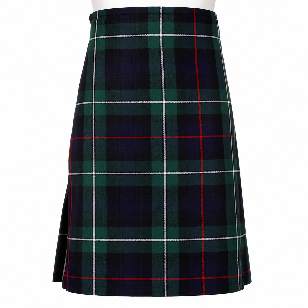 Men’s DunHope MacKenzie Modern 5 yard polyviscose tartan kilt shown from the front
