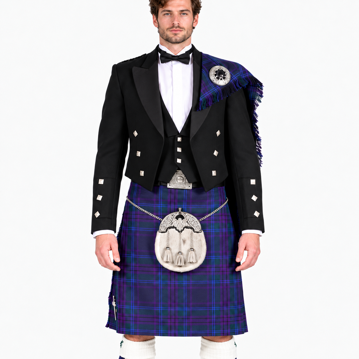 Luxury Prince Charlie Jacket Outfit with 8 Yard 16oz Lochcarron Strome Kilt - Made to Order