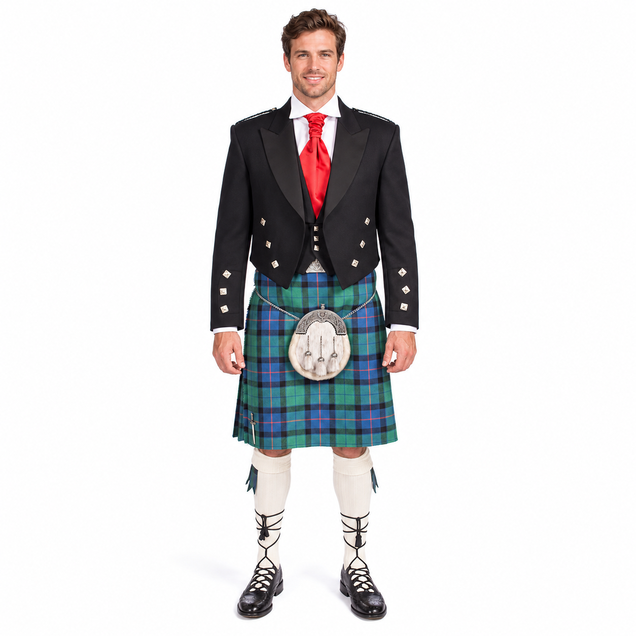 Deluxe Prince Charlie Package- 8 Yard 13oz Lochcarron Braeriach Kilt - Made to Order