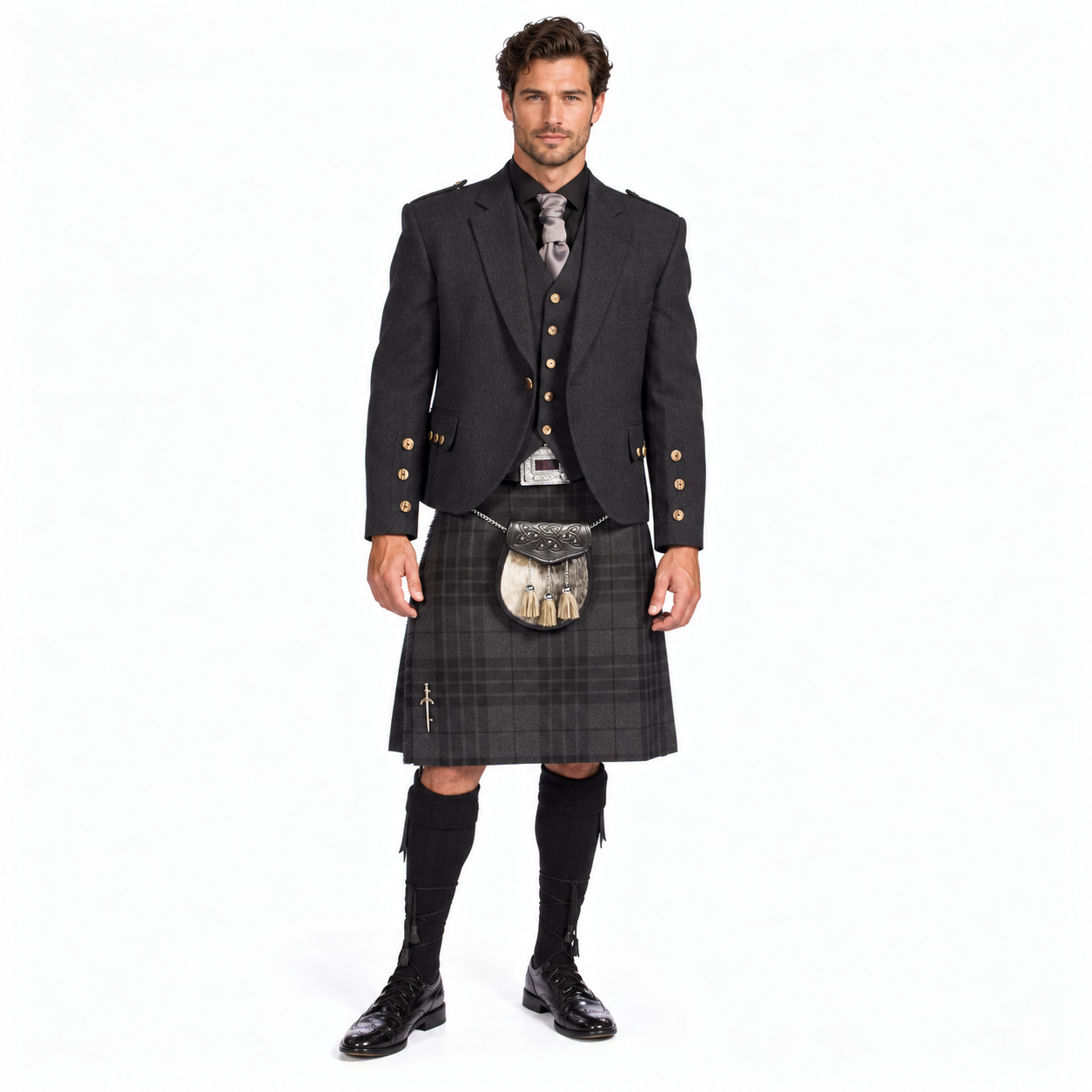 Charcoal Tweed Argyle Hire Outfit