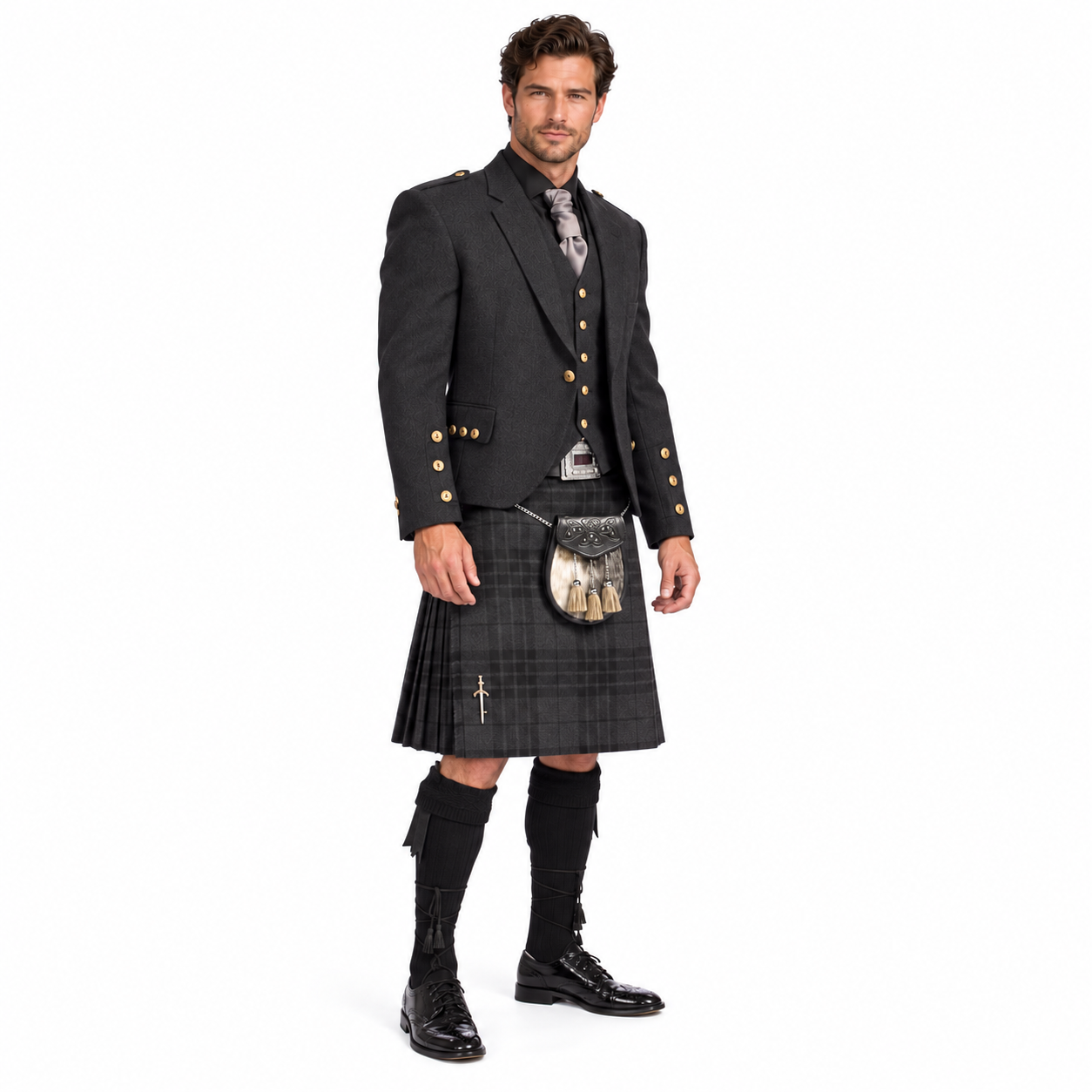 Charcoal Tweed Argyle Hire Outfit - Image 5