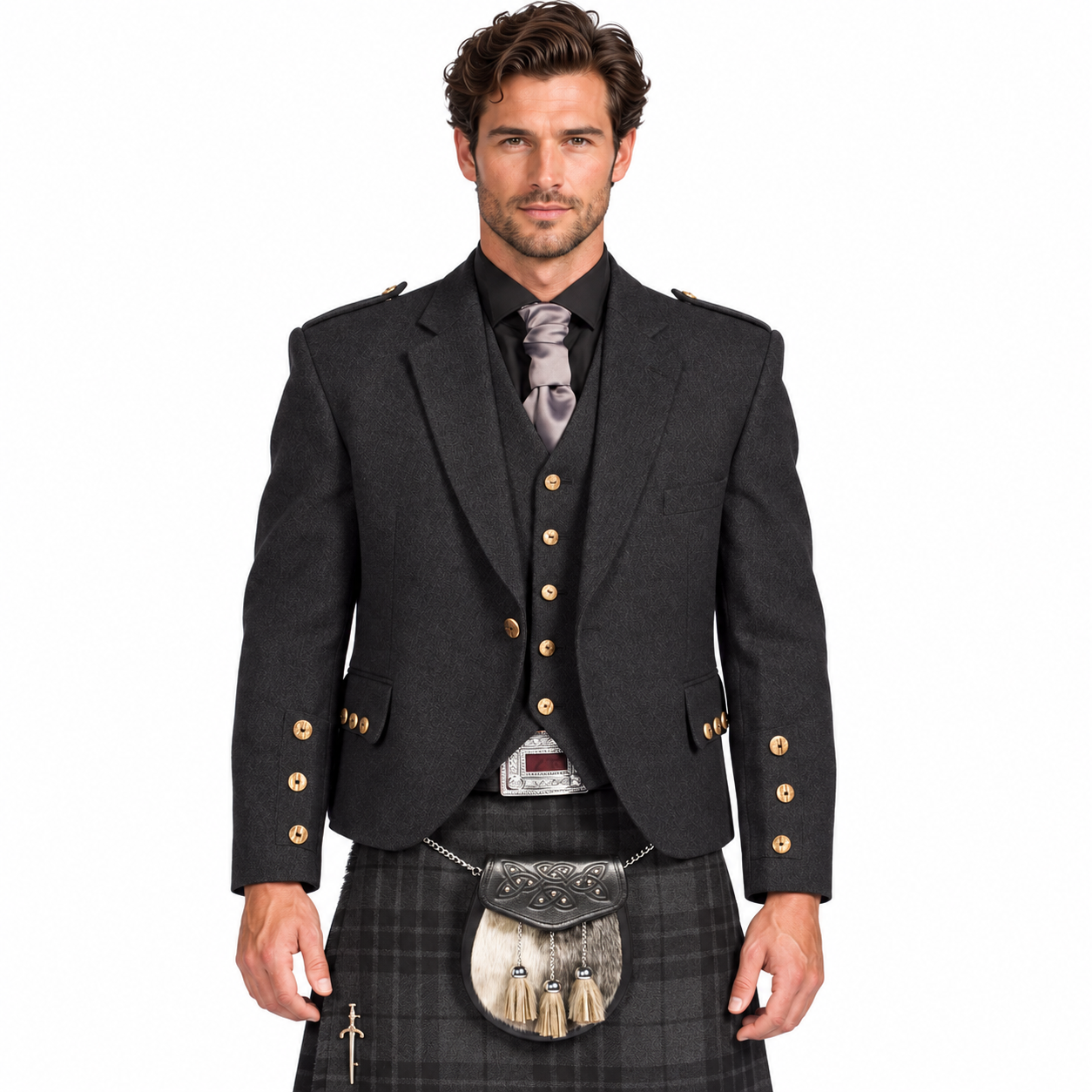 Charcoal Tweed Argyle Hire Outfit - Image 4