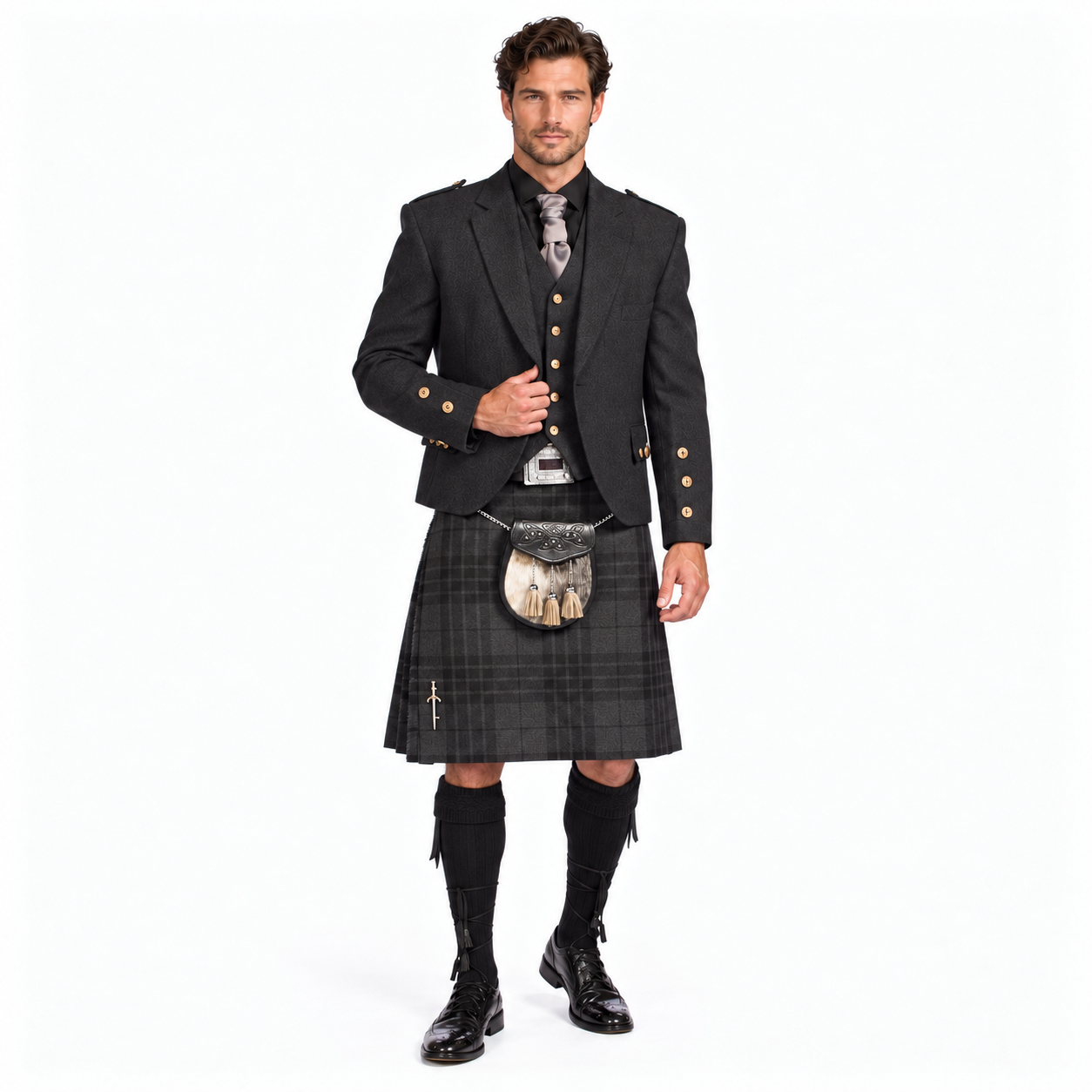 Charcoal Tweed Argyle Hire Outfit - Image 2