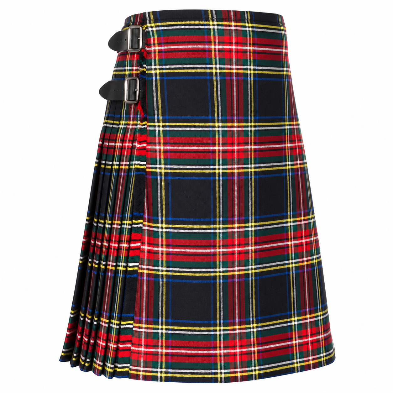 Men's Kilt, 8 Yard Polyviscose - Black Stewart