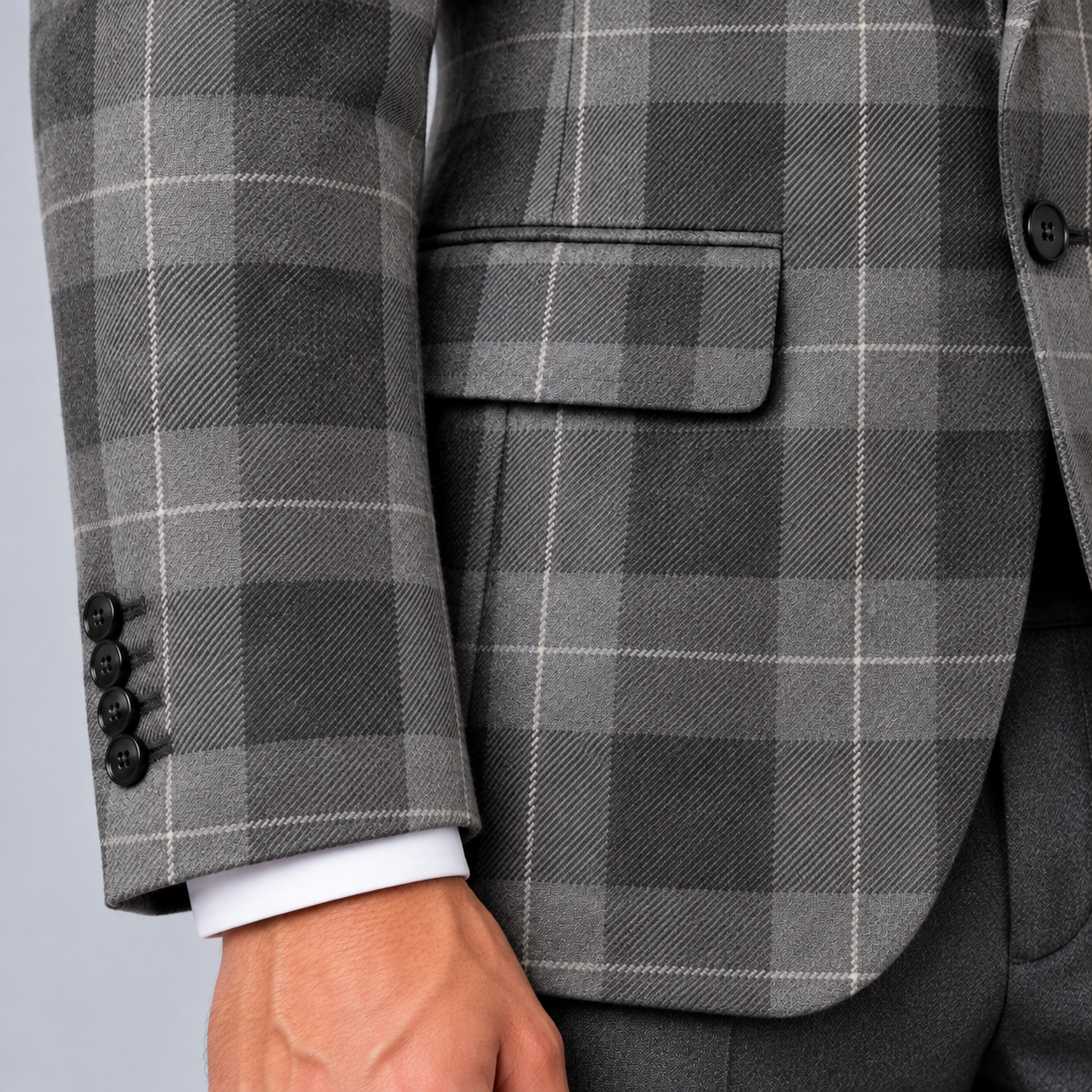 DunHope Men’s Grey Tartan Wool Blazer – Checked Woven Wool Jacket - Image 7