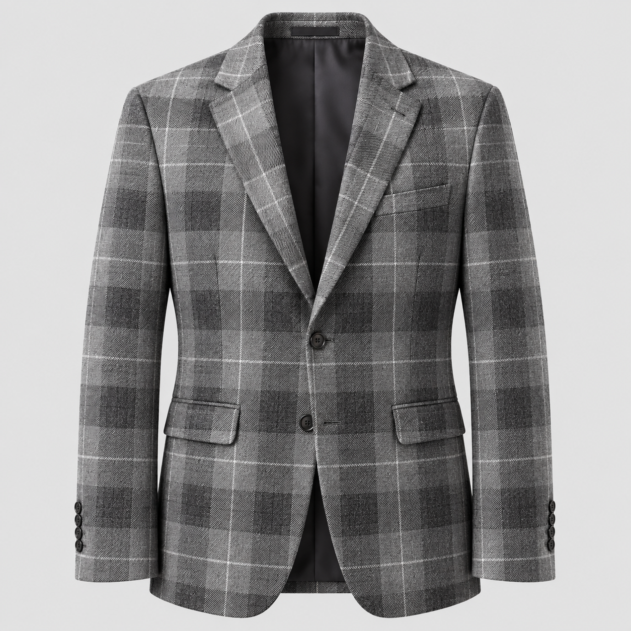 DunHope Men’s Grey Tartan Wool Blazer – Checked Woven Wool Jacket - Image 5