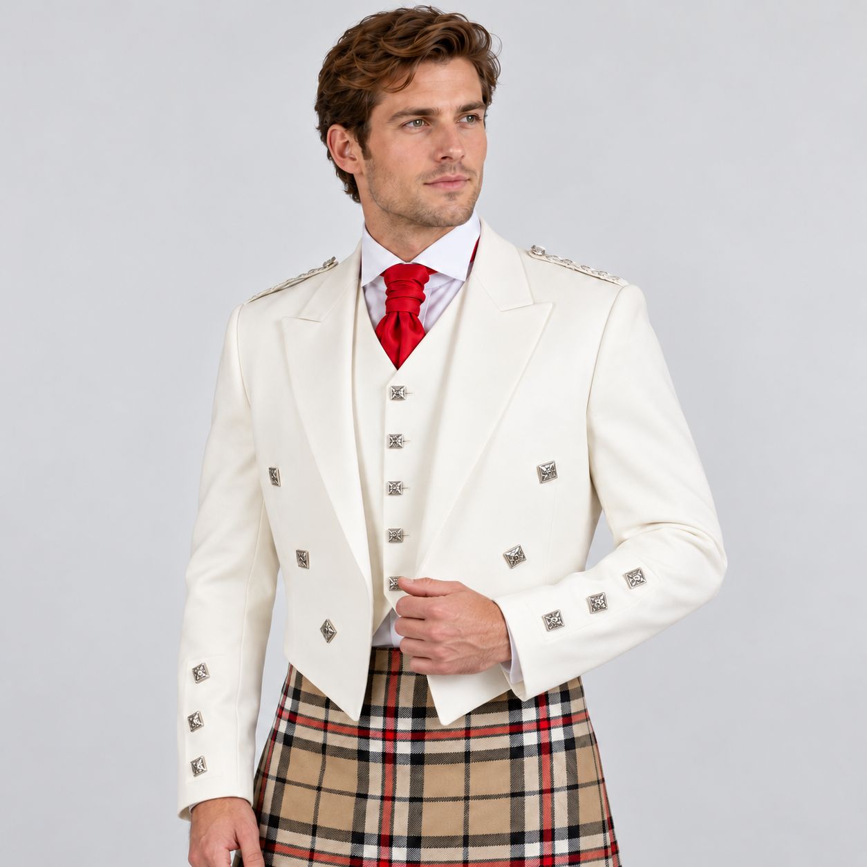 Ivory Prince Charlie Jacket with 5 Button Vest