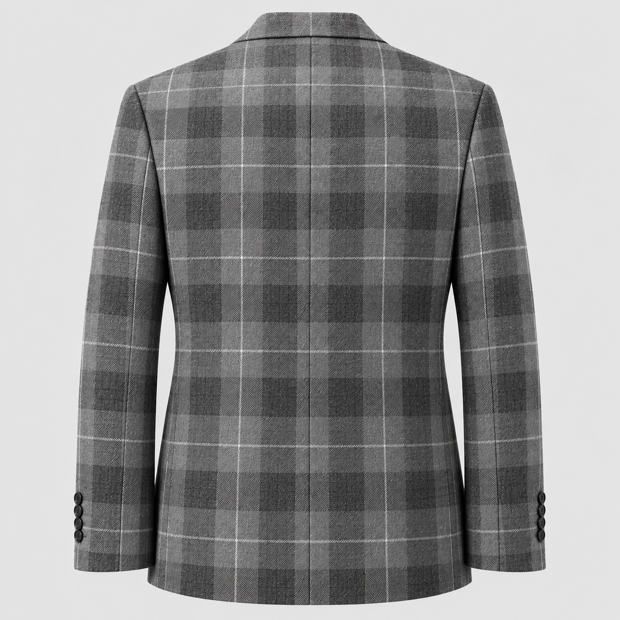 DunHope Men’s Grey Tartan Wool Blazer – Checked Woven Wool Jacket - Image 6